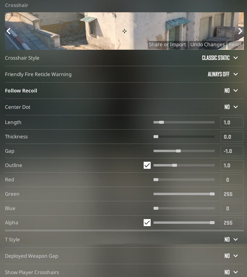 Crosshair Settings