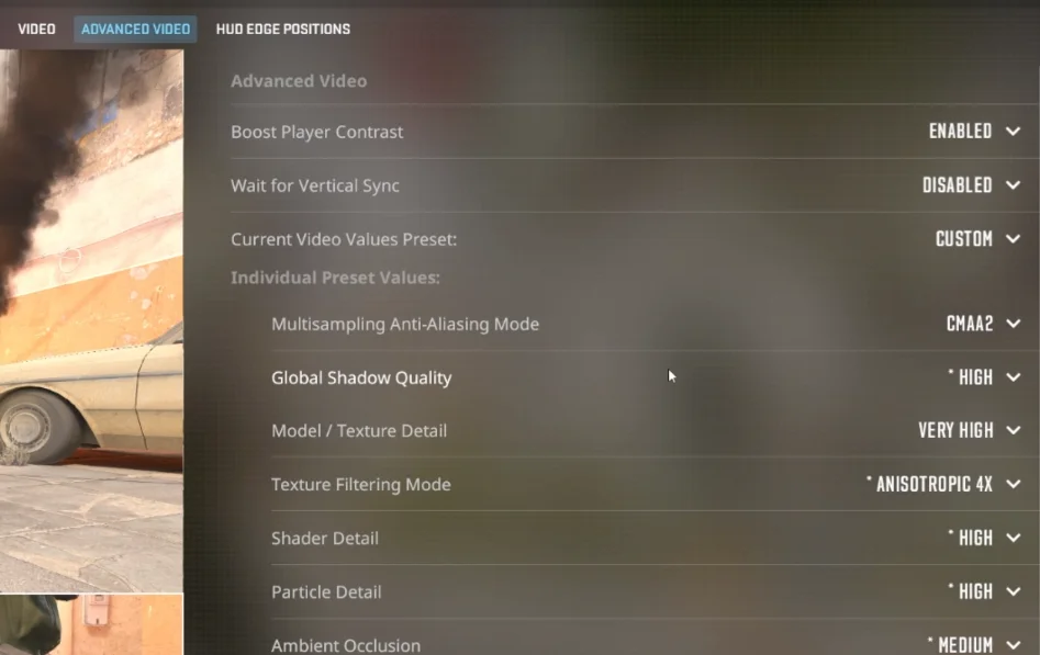 CS2 advanced video settings