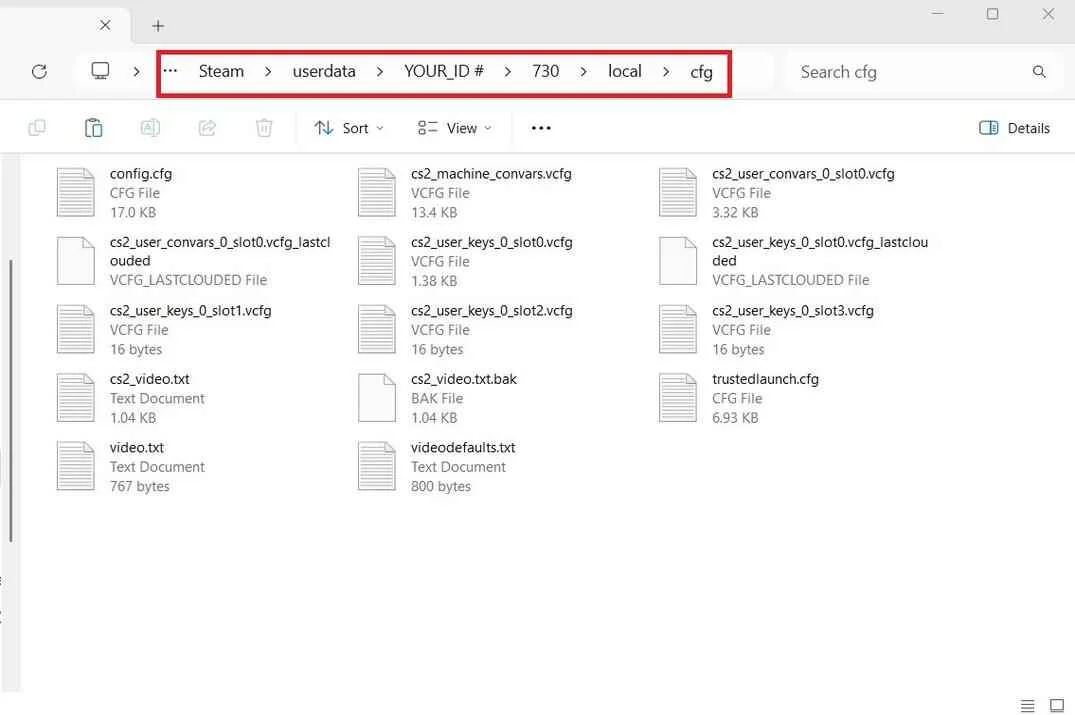 CS2 cfg folder in Steam userdata 730 local
