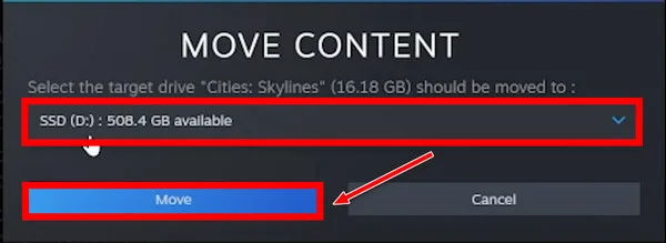 Move CS2 install folder to an SSD in Steam